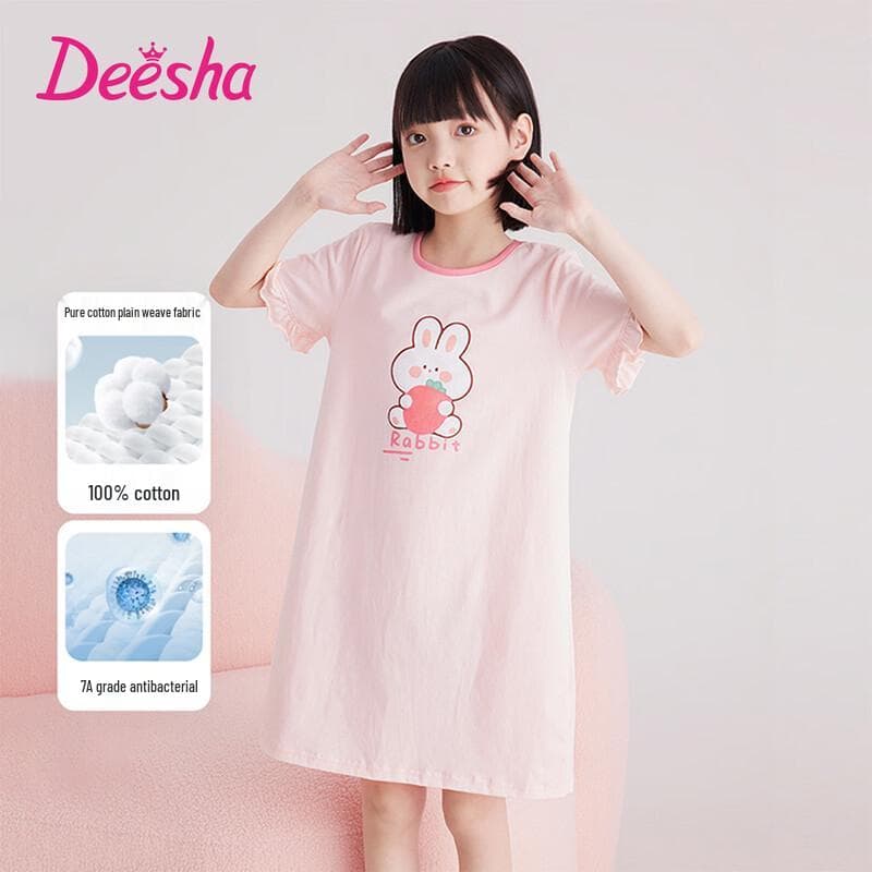 DEESHA Girls' Cotton Summer Sleep Dress 140