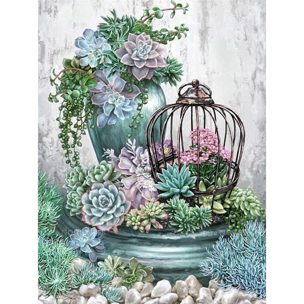 Diamond Painting Flower Succulents Pictures Rhinestones Diamond Embroidery Flower Crystal Painting 20X30CM