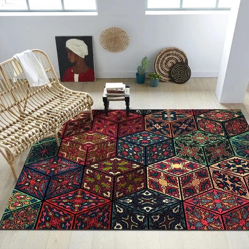 Moroccan Ethnic Style Carpet Living Room Coffee Table Carpet Large Area Bedroom Retro Bohemian Underfloor Mat Floor Mat Rug 40x60cm