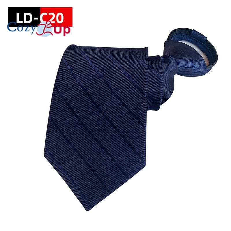 Men Stripe Necktie, Regular Adjustable Zipper Neck Ties for Men Lazy Tie