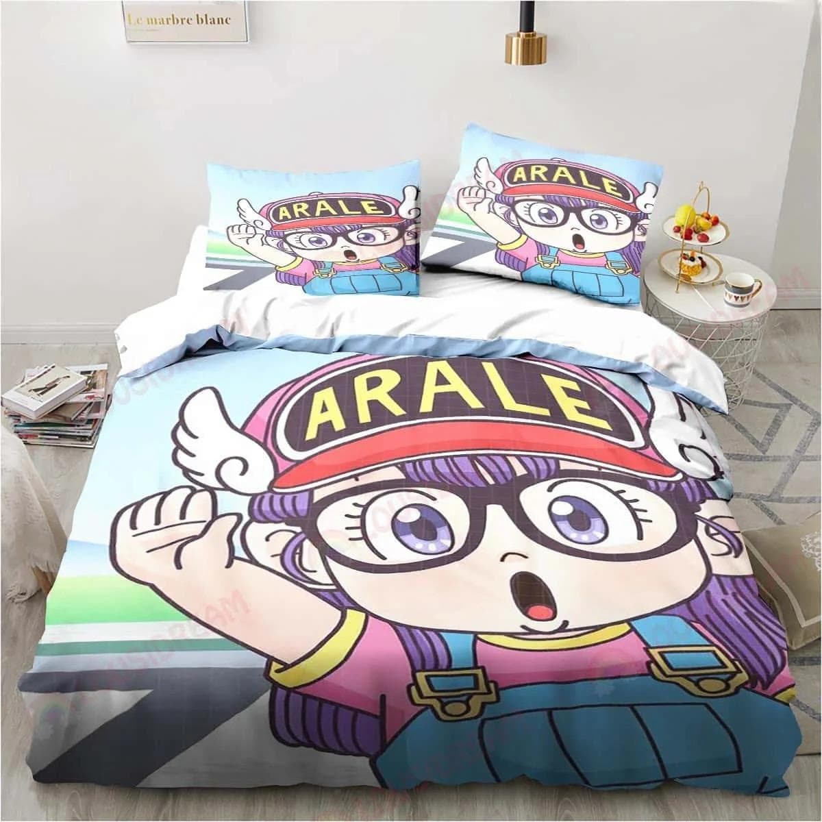 3D Cartoon DR S-Slump Arale Bedding Set Sheet King Twin Double Child Bedding Set Mircofiber or Polyester Duvet Cover Sets 70x133cm 2pcs