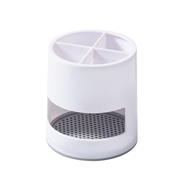 Toothbrush Holder Ventilated Mould-Proof Toothbrush Caddy, Tough Small Toothbrush Pot Stand for Easy Bathroom Storage Cosmetic Brush Organizer white