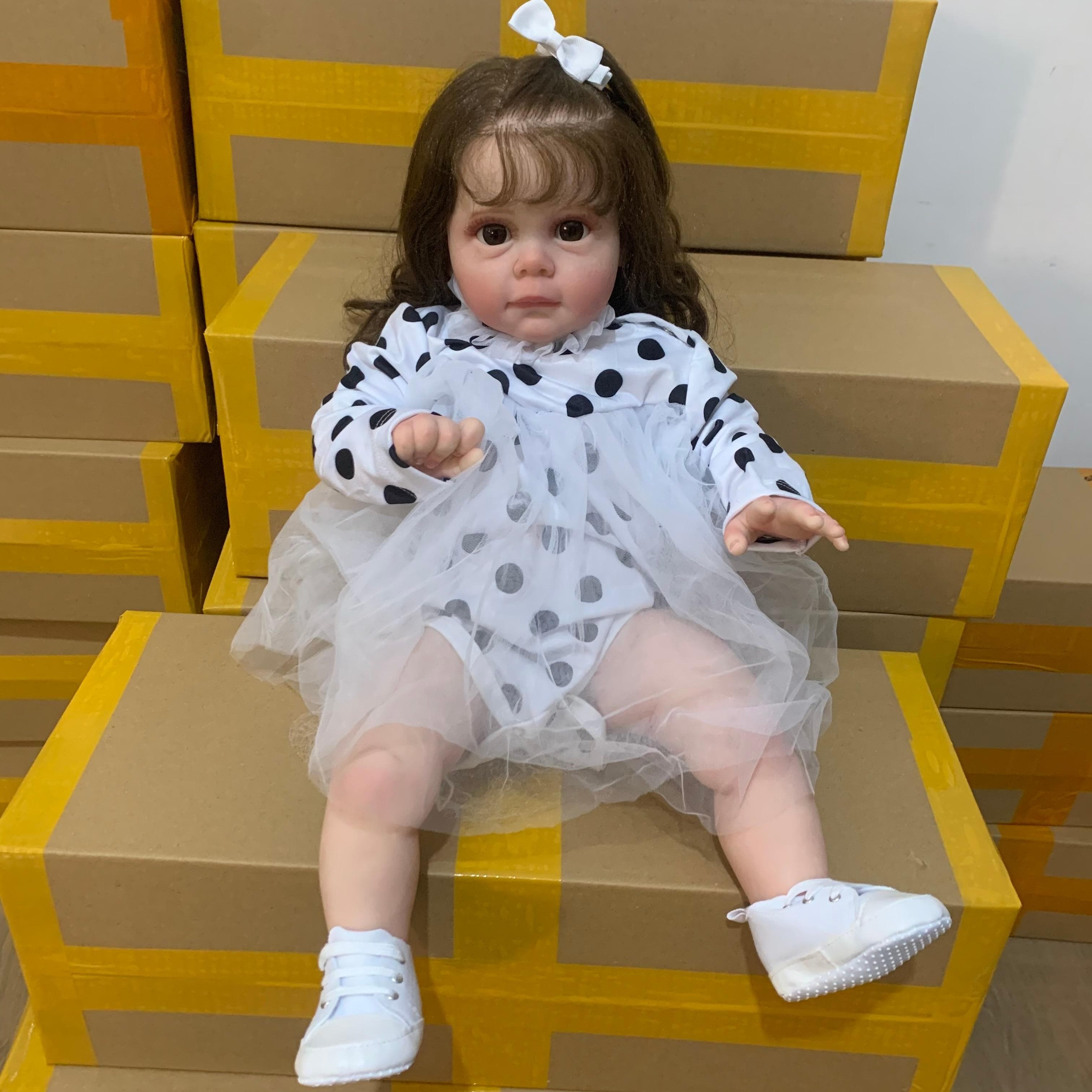 60 CM 3D Paint Skin with Vein Soft Silicone Lovely Reborn Baby Doll Toy for Girl Princess Toddler Bebe Artist Collection