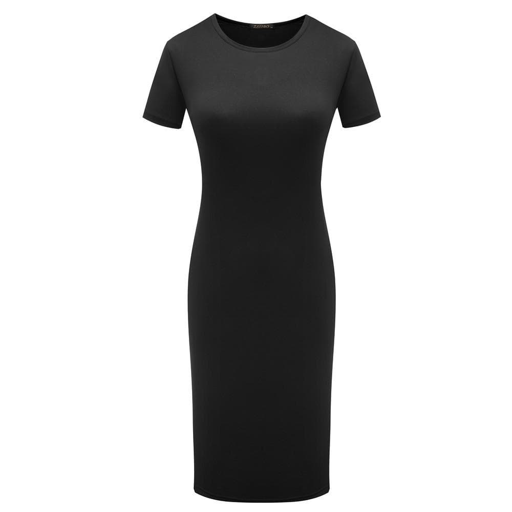 Hot Sales Sexy Round Neckline Skirt Fashion Short-sleeved Mini Dress Tight-fitting Hip Skirt M black