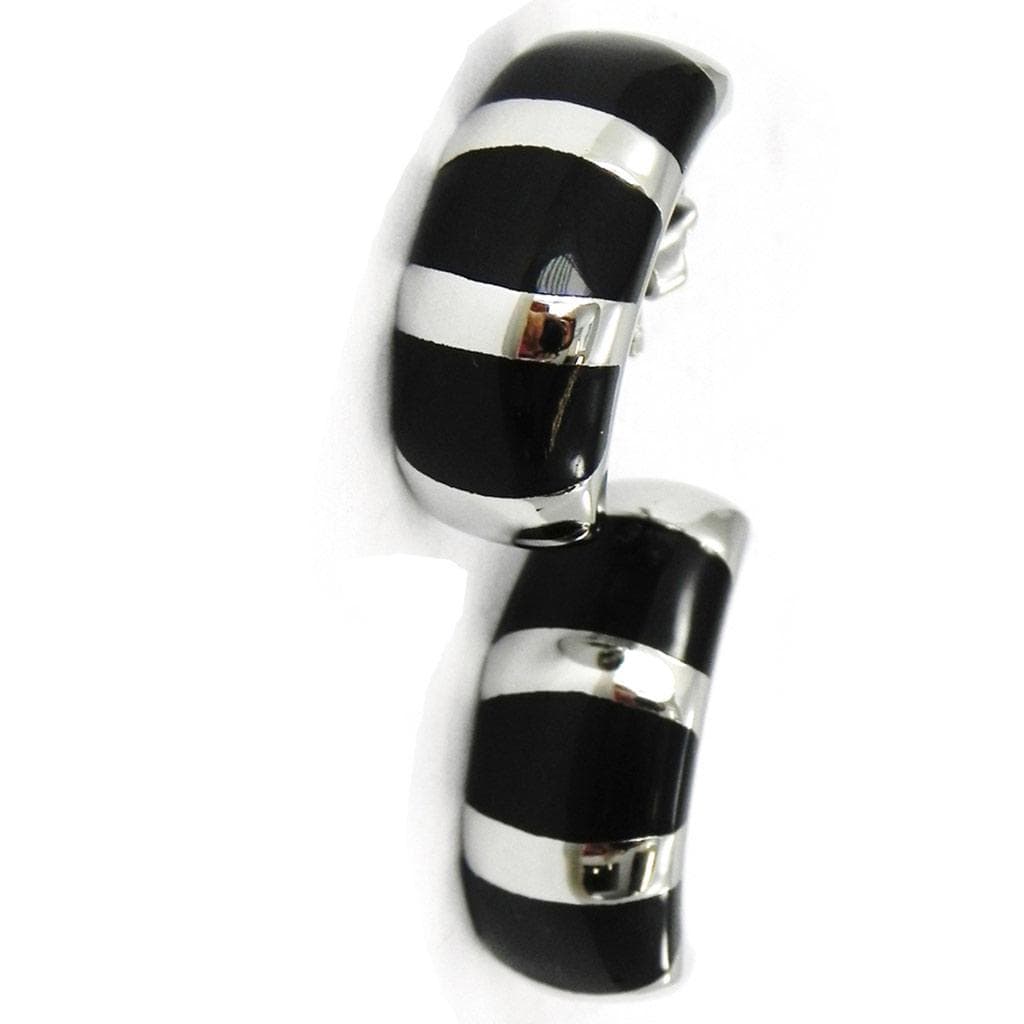 Altesse [I3460] - 'Calypso' steel hoop earrings black silver black