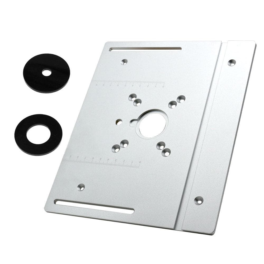 Set of 4 Router Table Insert Plate Aluminum Alloy Wood Milling Flip Board Trimming Machine Plate Only silver