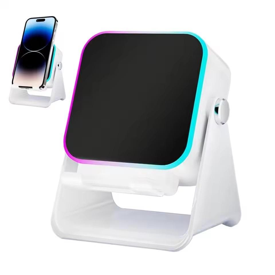 5 In 1 Auto-induction Wireless Induction Speaker 8 Mode RGB Lights HIFI Sound Portable Bluetooth Phone Holder Christmas gifts white