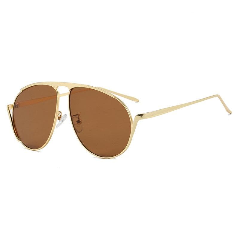 Ins Retro Punk Pilot Sunglasses High Quality UV400 Oval Large Frame Women Men Outdoor Travel Luxury Brand Glasses as  picture