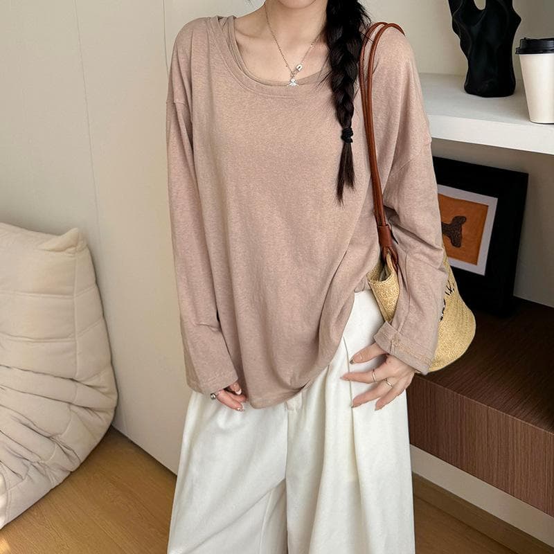 Blue Sunscreen Blouse for Women In Summer New Slim Round Neck Long Sleeve T-shirt Loose Knitted Vest Two-piece Top L