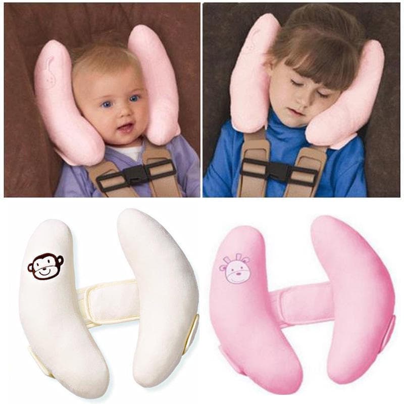 Head Support Car Seat Soft Adjustable Headrest Baby Neck Protection 26cm by 22cm pink
