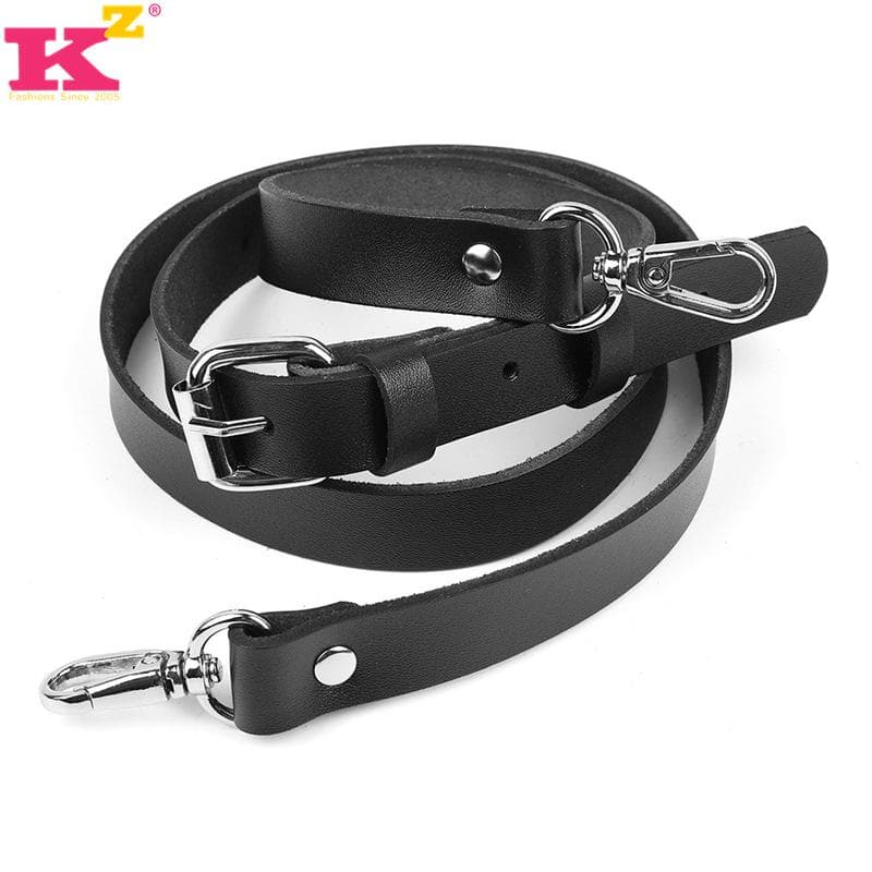 Adjustable Genuine Leather Crossbody Shoulder Strap Replacement 2 x (102-127) cm black