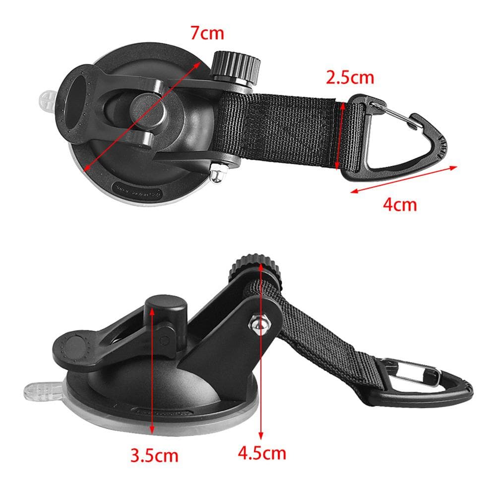 2Pcs Heavy Duty Suction Cups with Hooks Car Camping Tie Down Suction Cup Camping Tarp Accessory black
