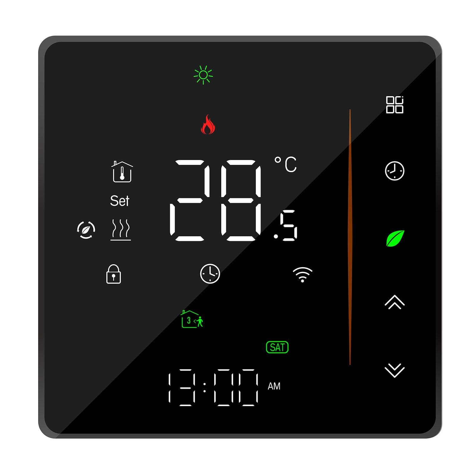 WiFi Smart Thermostat Temperature Controller Weekly Programmable Supports Touch Control/ Mobile APP/ Voice Control Compatible with Alexa/Google Home for Electric Floor Heating black