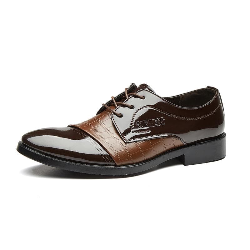 Spring New Crocodile Leather Shoes Men's Business Formal Wedding Shoes Men's Shoes 48 brown