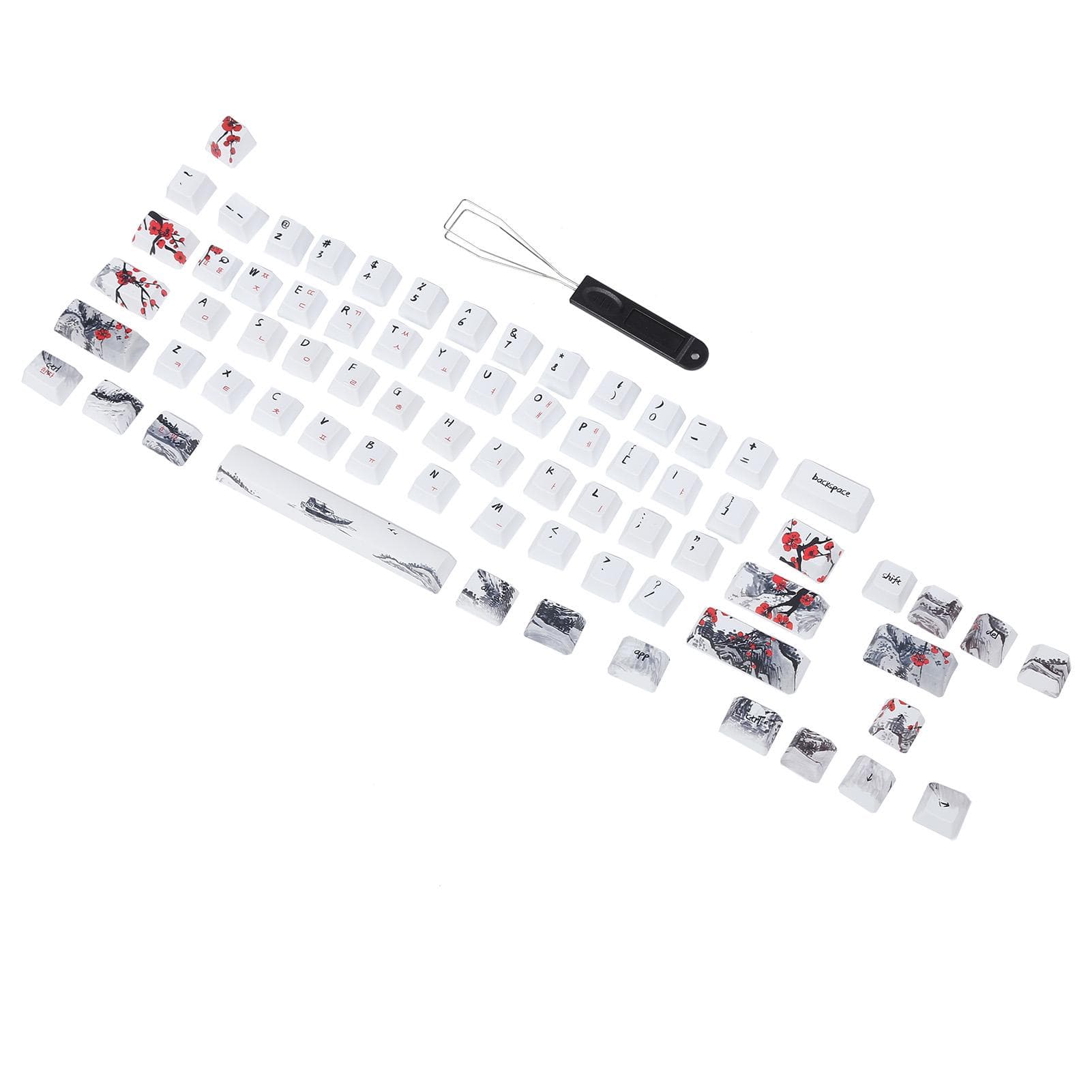 Keycaps PBT 5Sided Sublimation 71 Keys Keyboard Caps for Mechanical Optical Keyboards(English English-Korean