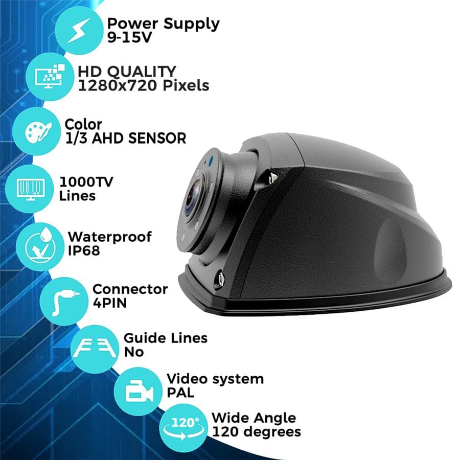 Truck RV Bus 720P IR Night Vision Waterproof Side View Reversing Parking Camera