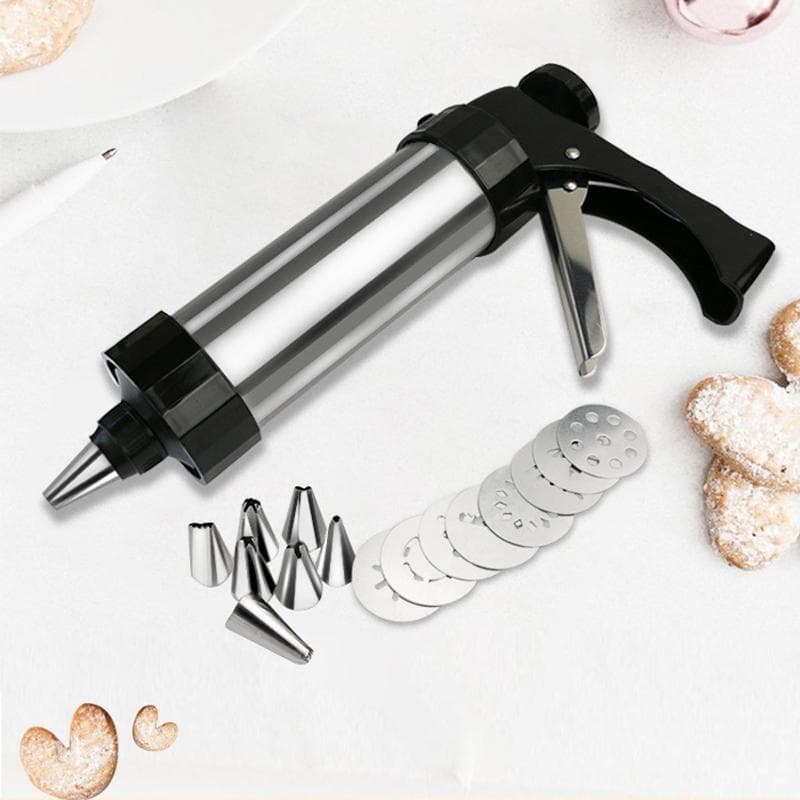 Stainless Steel Cake Cream Decoration Gun Set Biscuit Making Machine Nozzle Mold Kitchen Baking Tool black