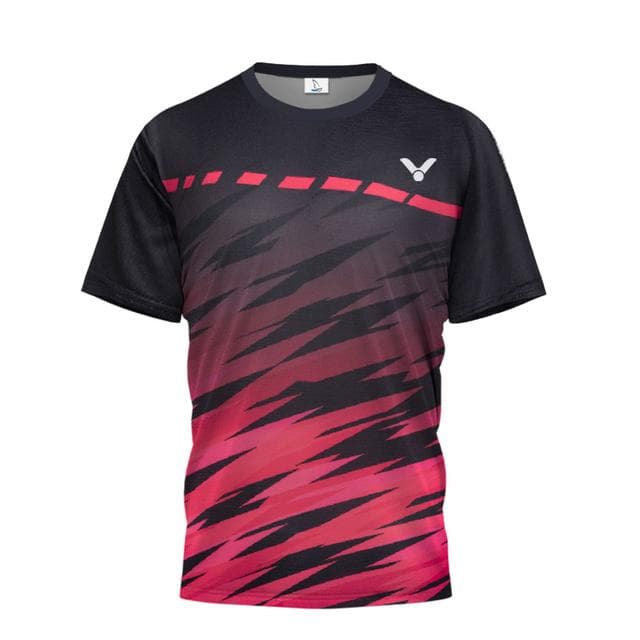 Victory Breathable Golf Clothing Men's Fitness Short Sleeve Men's Badminton Sports Clothing Patchwork Printed Tennis Clothing S sky blue