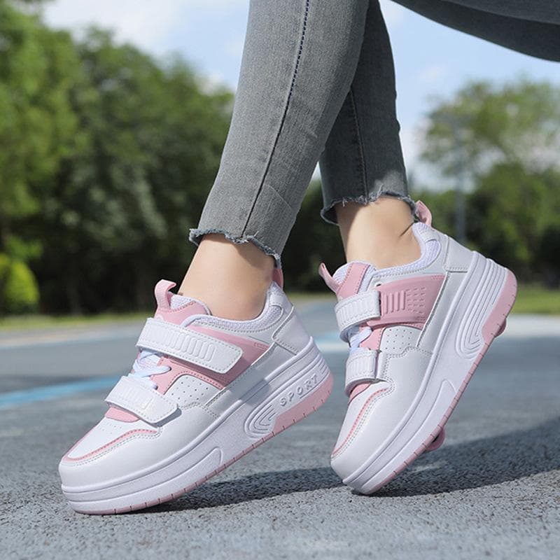 Kids Runaway Shoes Boys Girls Adults Burst Shoes Double Wheel Flying Shoes Wheeled Shoes School Girls Roller Skates 40