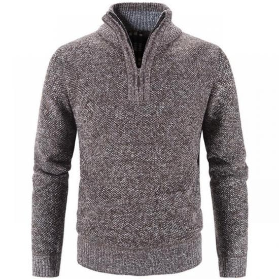 2024 Winter Men's Fleece Thicker Sweater Half Zipper Turtleneck Warm Pullover Quality Male Slim Knitted Wool Sweaters 3Xl XXXL coffee