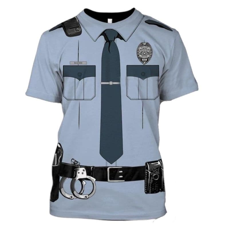 Summer Men's T-shirts 3d Police Uniform Print O-neck Short Sleeve Fashion Cosplay Clothing Oversized Streetwear Tops Tee Shirts XL