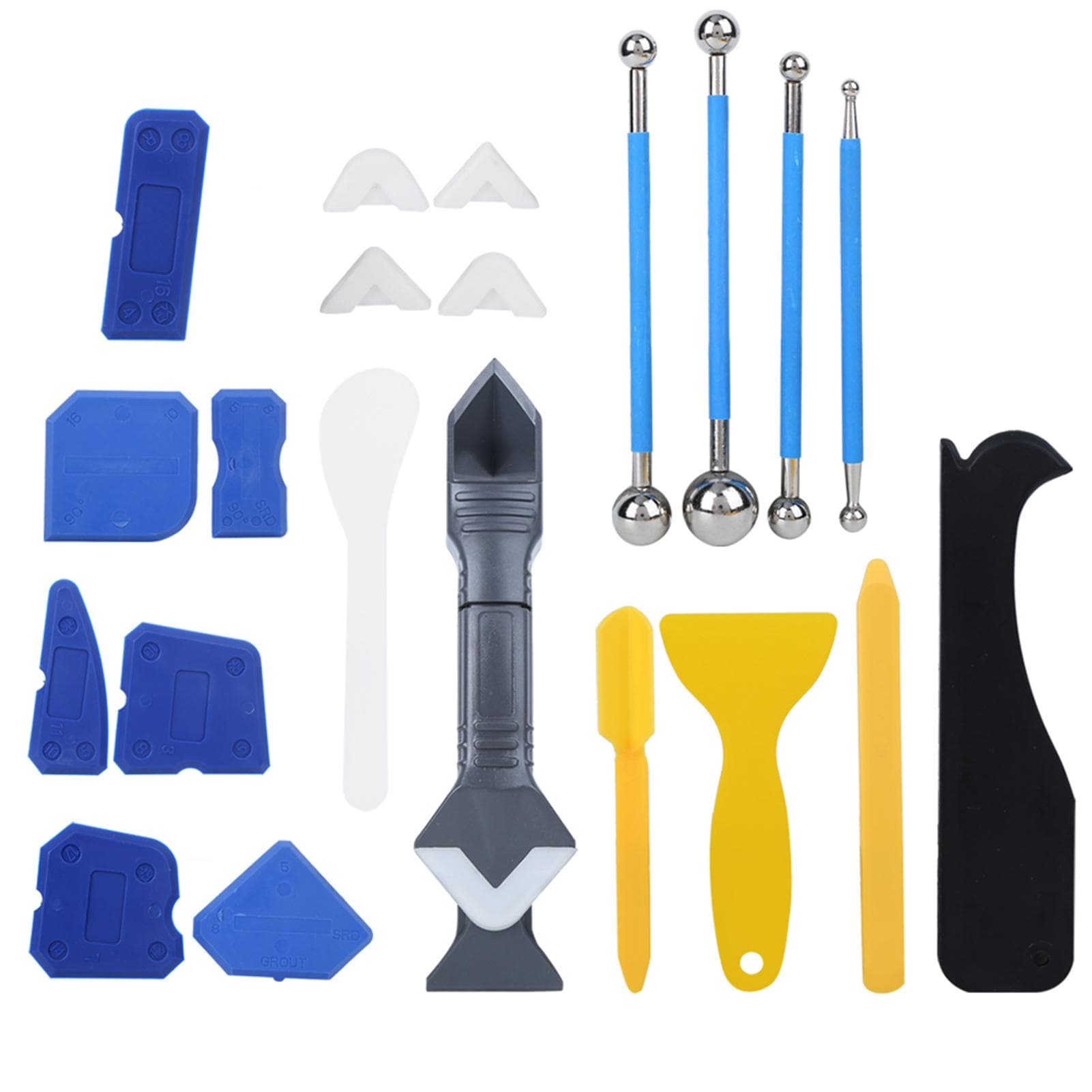22PcsSet Plastic Sealant Spreader Glass Glue Caulking Scraper Sewing Beautify Tool Kit for Molding