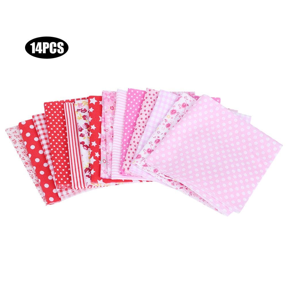 25x25cm 14Pcs Printed Flower Dot Stripe Star Plaid Pattern Cotton Cloth Fabric DIY Material
