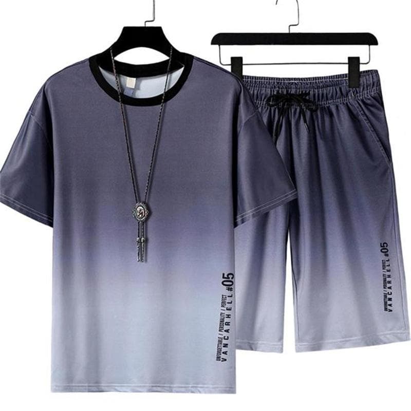 Fashion Boutique Men's T-shirt and Shorts Two-Piece Set Summer Outdoor Street Casual Clothing Breathable Loose Short Sleeved Set XL