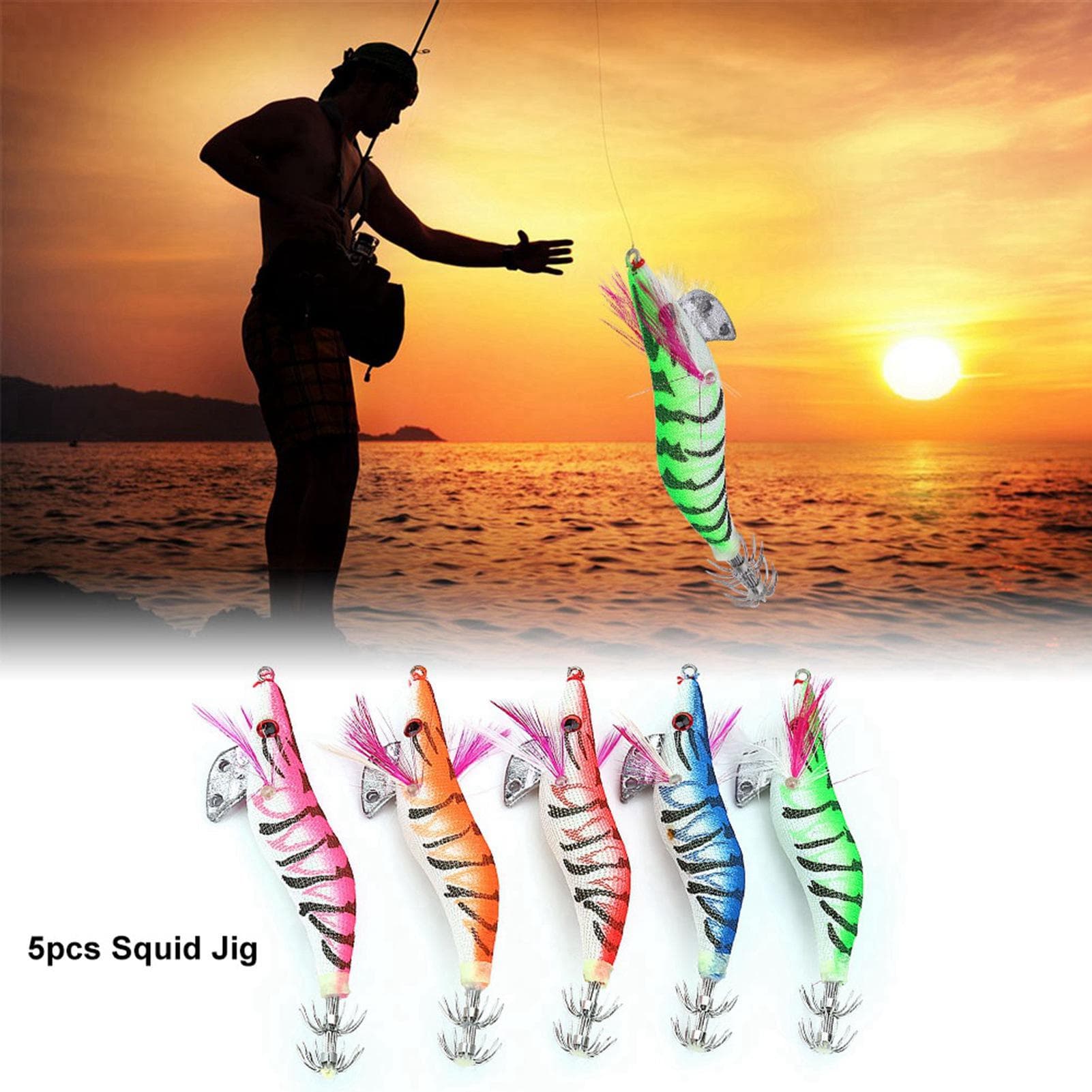 5pcs 13cm Glow in Dark Fishing Lures Shrimp Shaped Tackle Hooks Accessory Tool