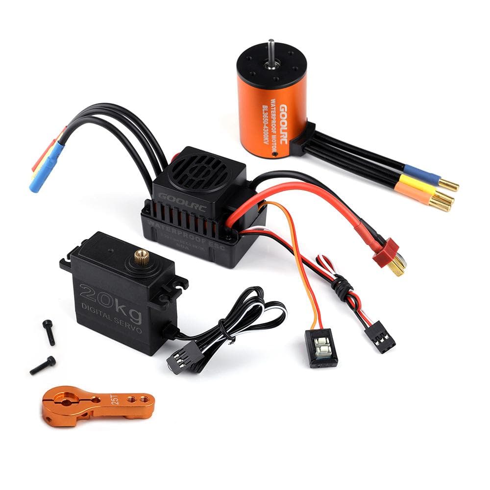 GoolRC Combo Set 3650 4300KV Motor 60 Brushless ESC 20kg Servo w/ 25T Servo Arm for 1/10 RC Car multicolour
