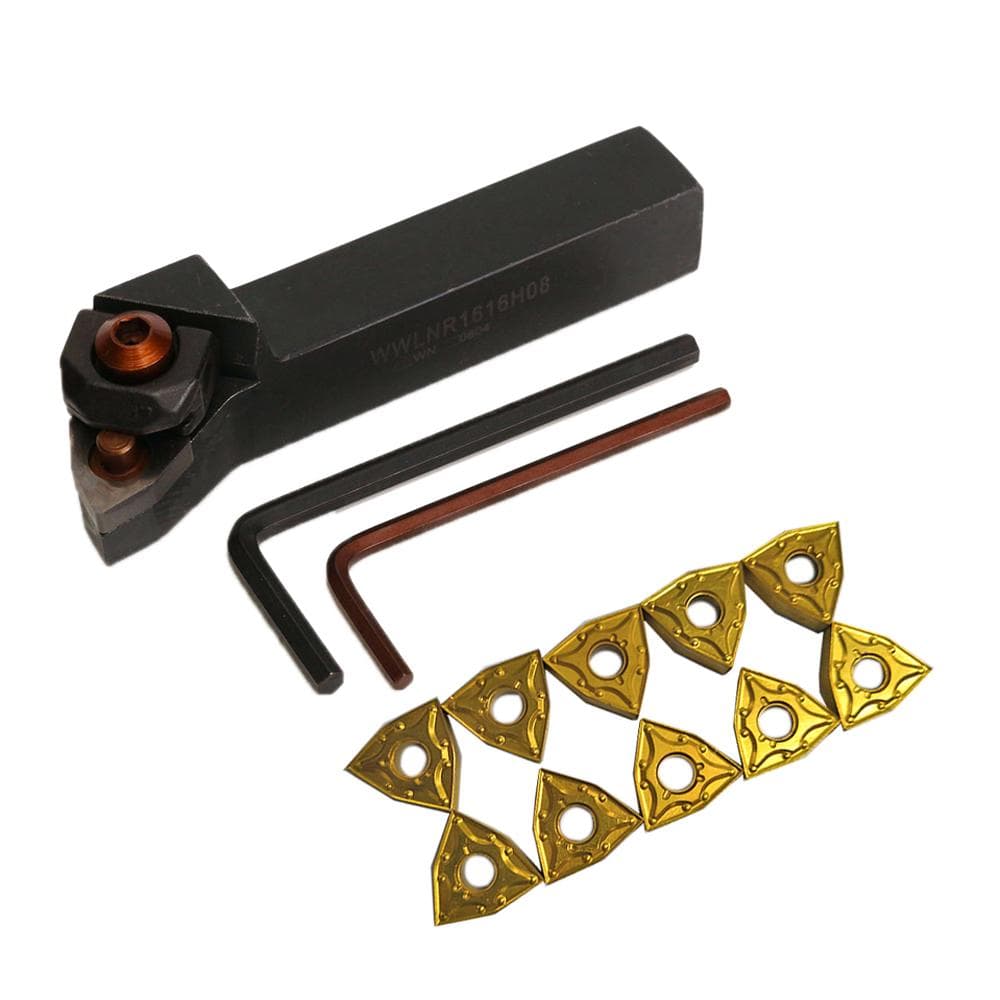 Lathe Turning Tool Set WWLNR1616H(K)08 Holder + 10Pcs WNMG0804 Inserts + 2Pcs Wrenches multicolour