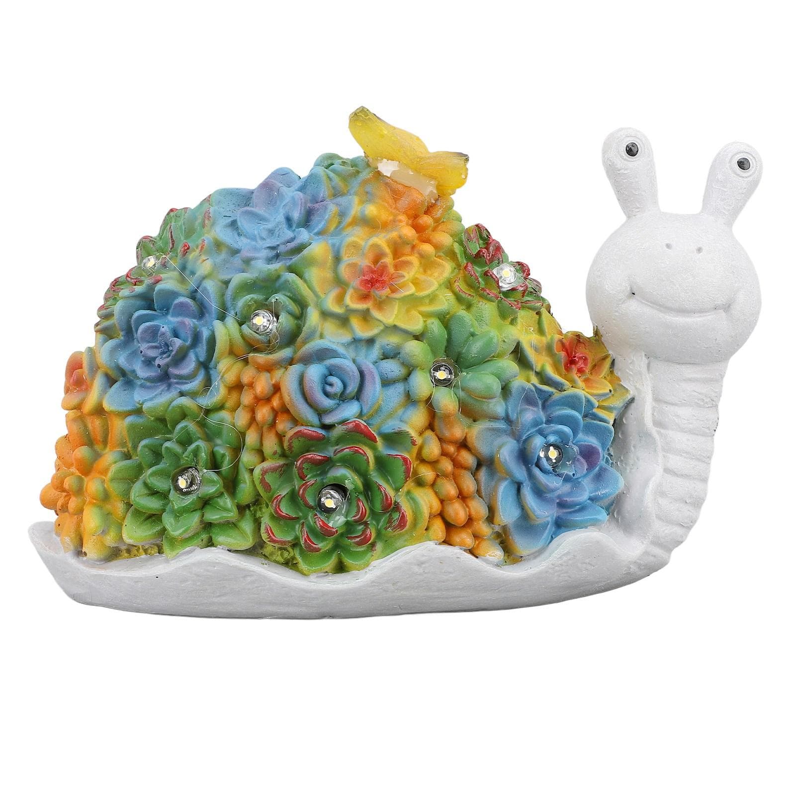Solar Snail Statue Waterproof Cute Snail Figurine Succulents Garden Ornament Solar Lights Lawn