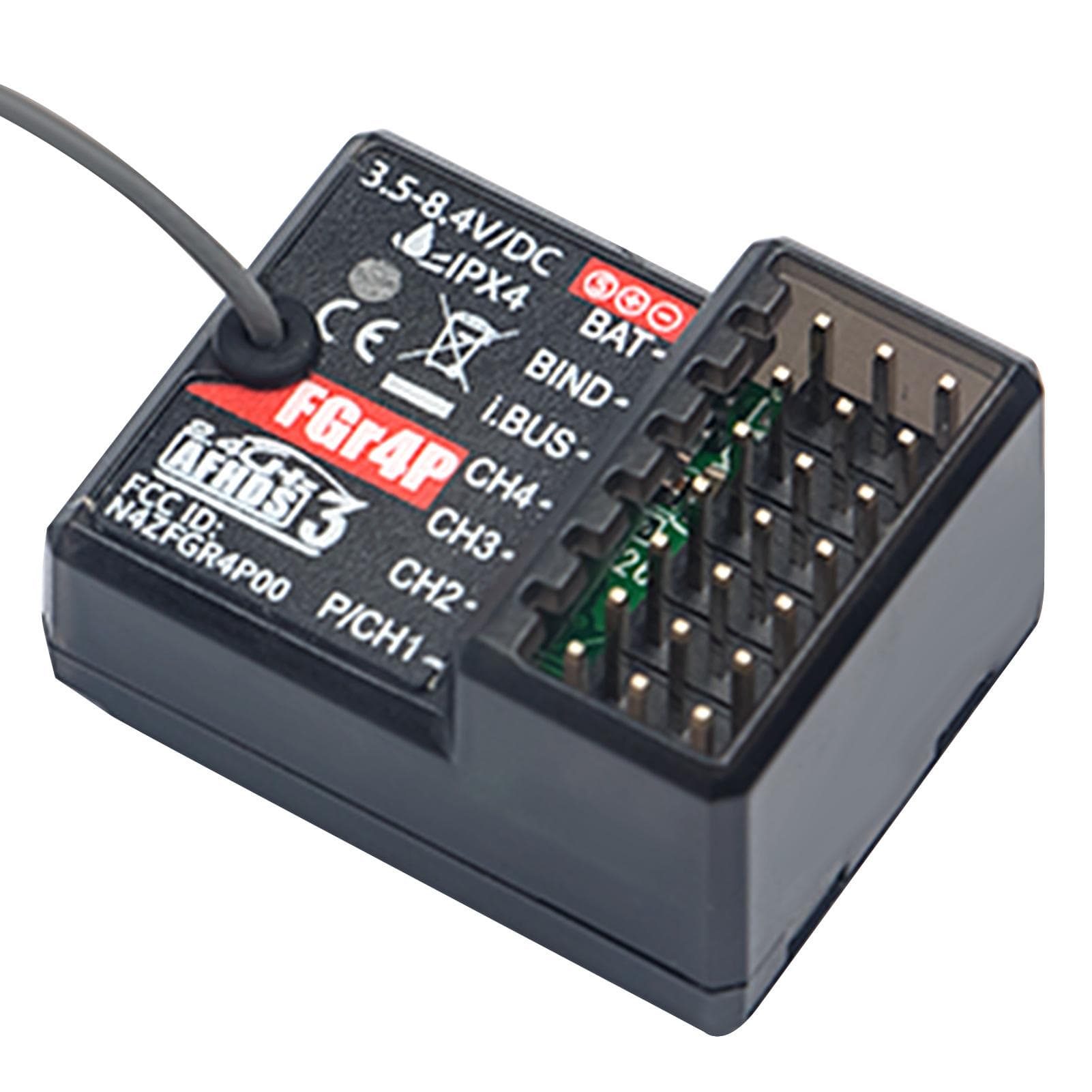FlySky FGR4P 2.4GHz 4CH AFHDS 3 RC Receiver PWM/PPM/I.bus/S.bus Output for FSG4P Transmitter RC Car black