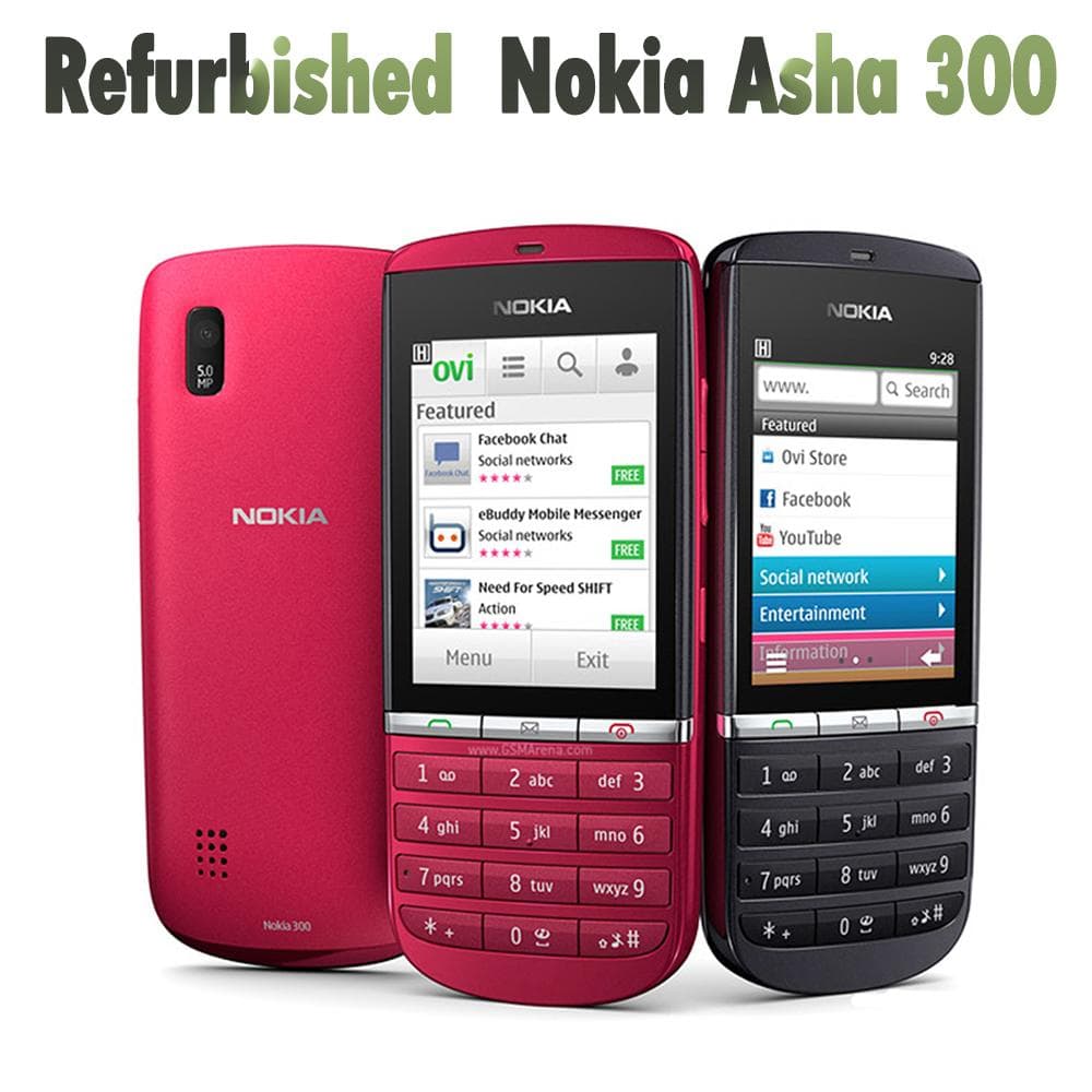 Refurbished Nokia Original Nokia Asha 300 3G Feature phone Mobile Phone With 1 SIM Simple set black