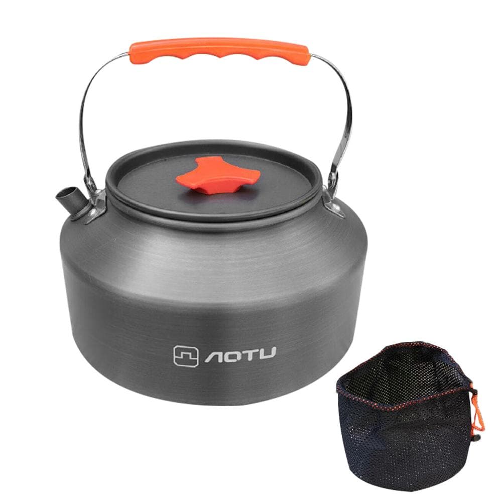 Outdoor Aluminum Alloy Kettle Locking Handle Camping Hung Pot Portable Coffee Pot Picnic Cooker dark gray