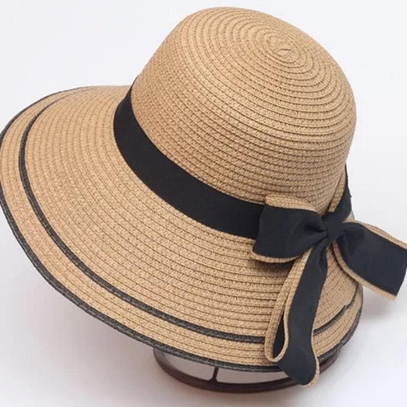 Flat Top Raffia Wide Brim Straw Hats Summer Sun Hats for Women with Leisure Beach Hats Lady khaki