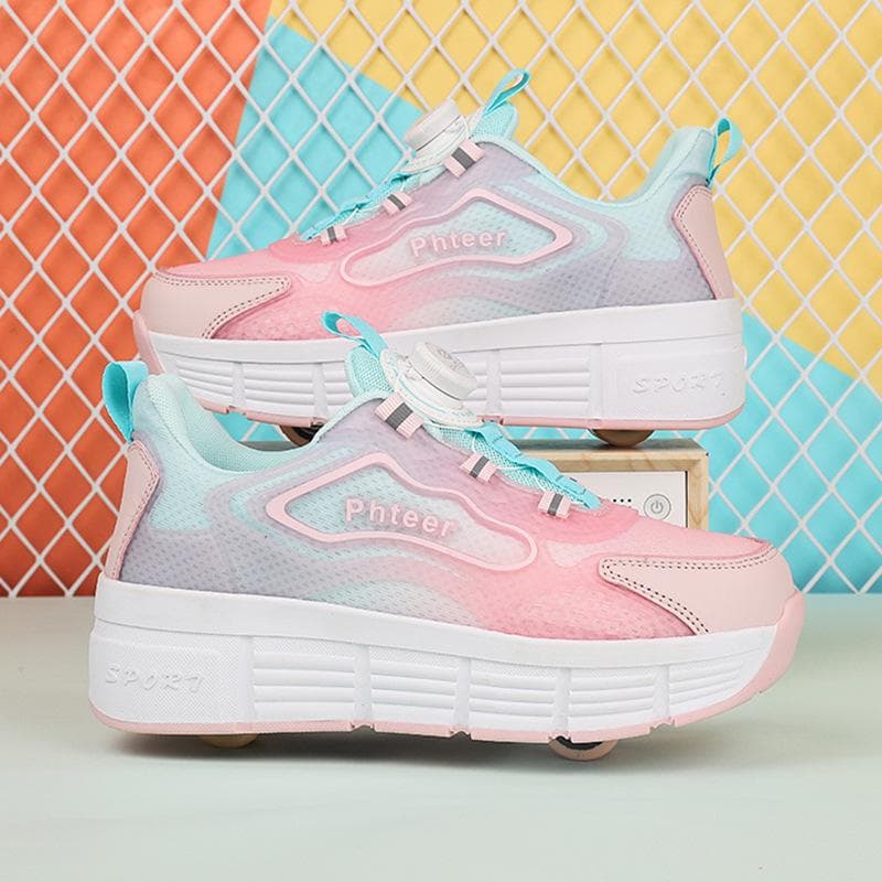 New Runaway Shoes Double Wheel Pulley Shoes Boys Children Shoes with Wheels Girls Skating Shoes 33