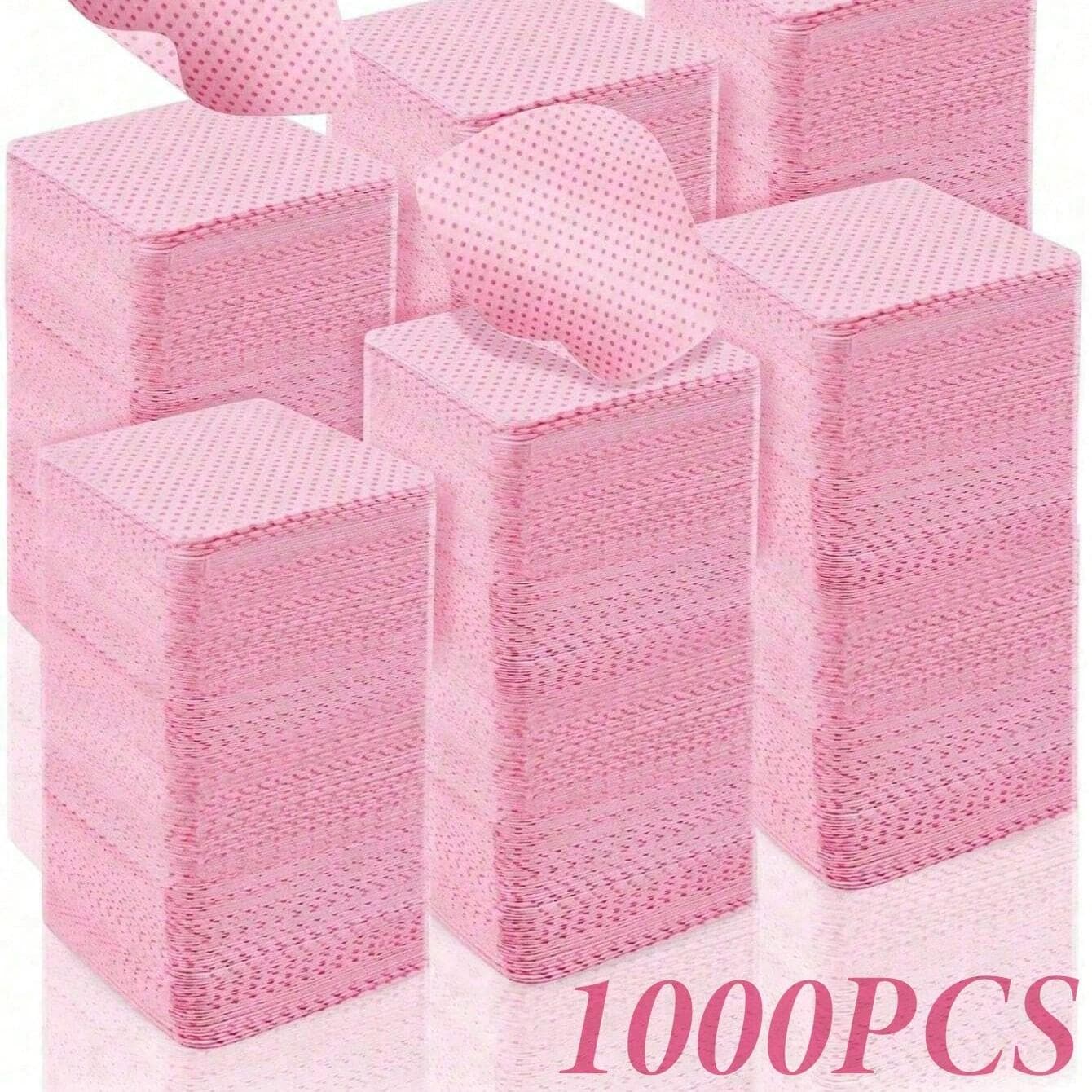 1000pcs Lint-Free Nail Polish Remover Wipes Suitable For Nail Prep And Gel Polish Removal, For Eyelash Extensions, Nail Cleaning For Salon And Home pink