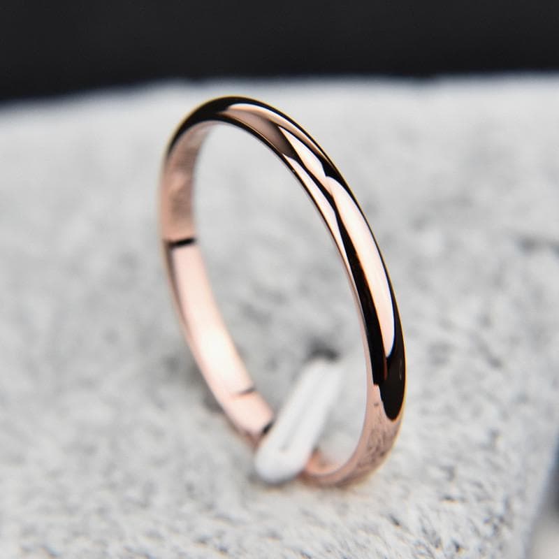 Titanium Steel Smooth Wedding Engagement Bands Rose Gold Color Couple Rings Jewelry 3 rose gold