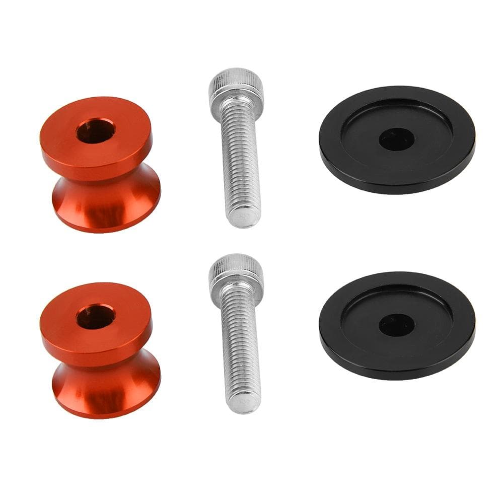 2pcs 10mm Motorcycle CNC Rear Stand Swing Arm Spool Sliders Stand Swingarm Bobbins (Orange) orange