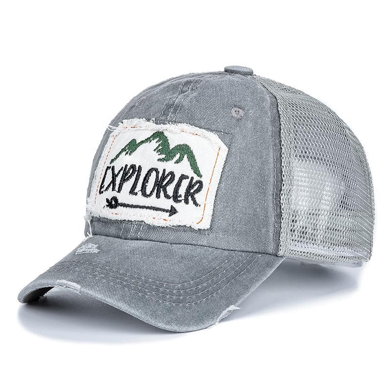 New Outdoor Casual Cap For Men Women Simple Letter Patch Design Baseball Cap Summer Fashion Streetwear Mesh Trucker Hat 56cm-60cm grey