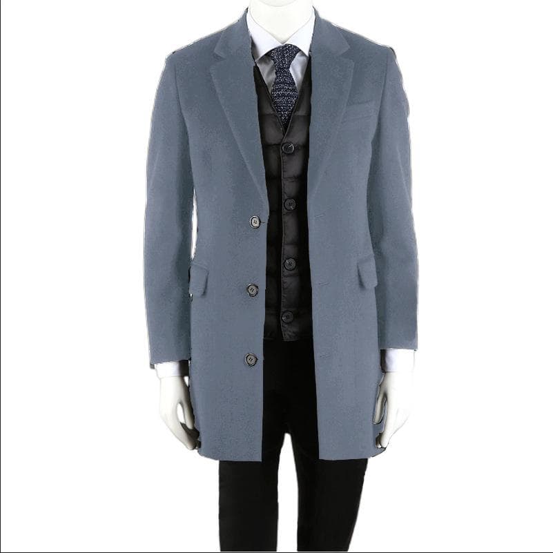 New Large Size Woolen Men's Coat Jacket Woolen Trench Coat L gray