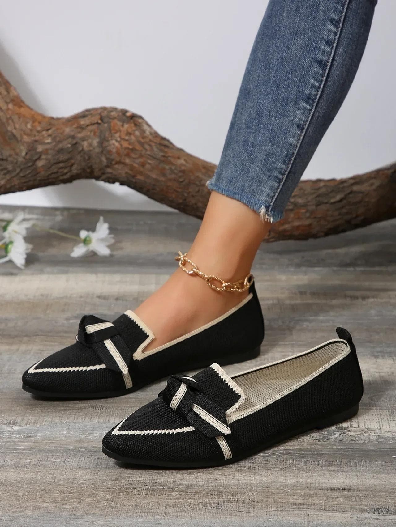 Women's Shoes Leopard Print Flats Pointed Toe Flat Casual Loafers Retro Slip on Women Shoe Walking Sport Shoes Zapatillas Mujer 38 black