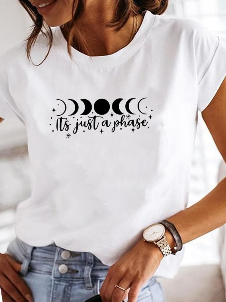 (Asian Size) Women Watercolor Trend Sweet Lovely Short Sleeve Fashion Print Lady Tee Top Clothing Casual Tshirt Female Graphic T-shirts 5XL