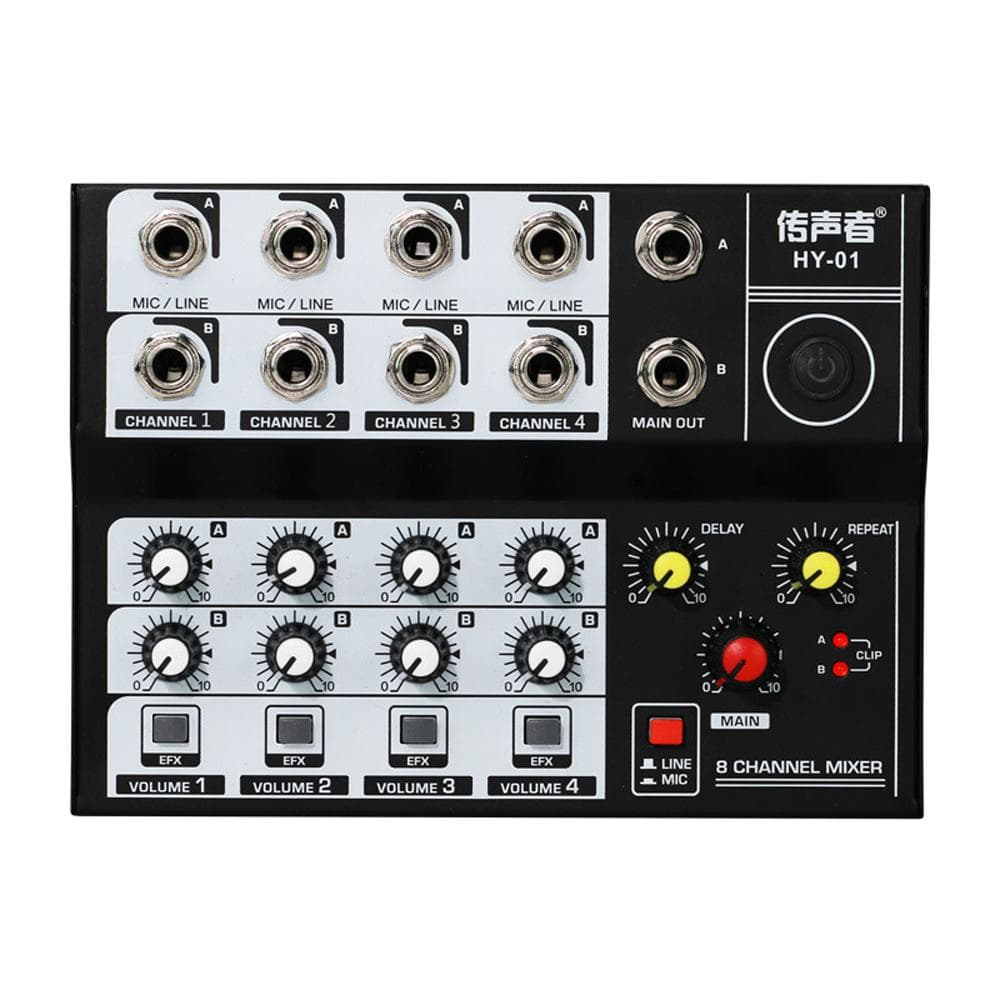 8 Channel Multifunctional USB Audio Mixer Portable Sound Mixer Professional Home-use Dual black