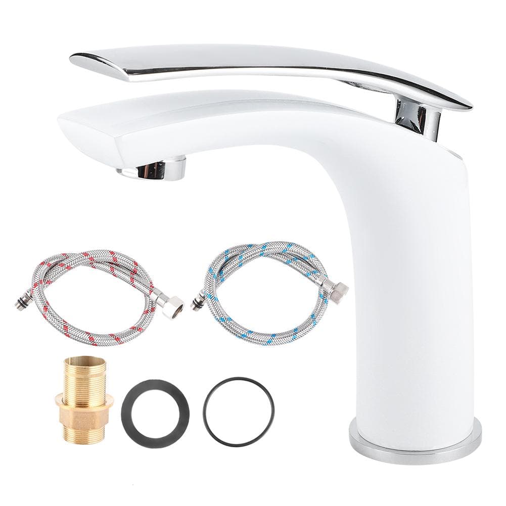 White Paint Washbasin Faucet Hot and Cold Bathroom Hardware Basin Water Tap  Standard