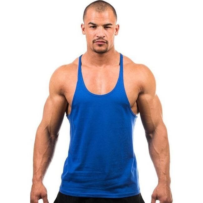 Men Summer Gym Singlet Tank Top Stringer Bodybuilding Muscle Fitness Vest HO3 XXL dark blue
