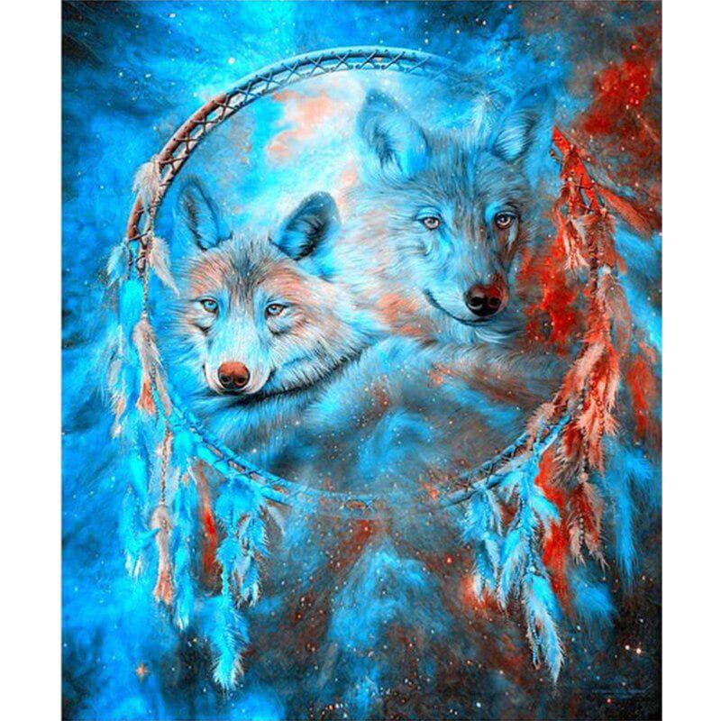 Diamond Embroidery Painting Cross Stitch Kits Wall Mosaic Wolf Totem Home Decor Gift 20X30CM