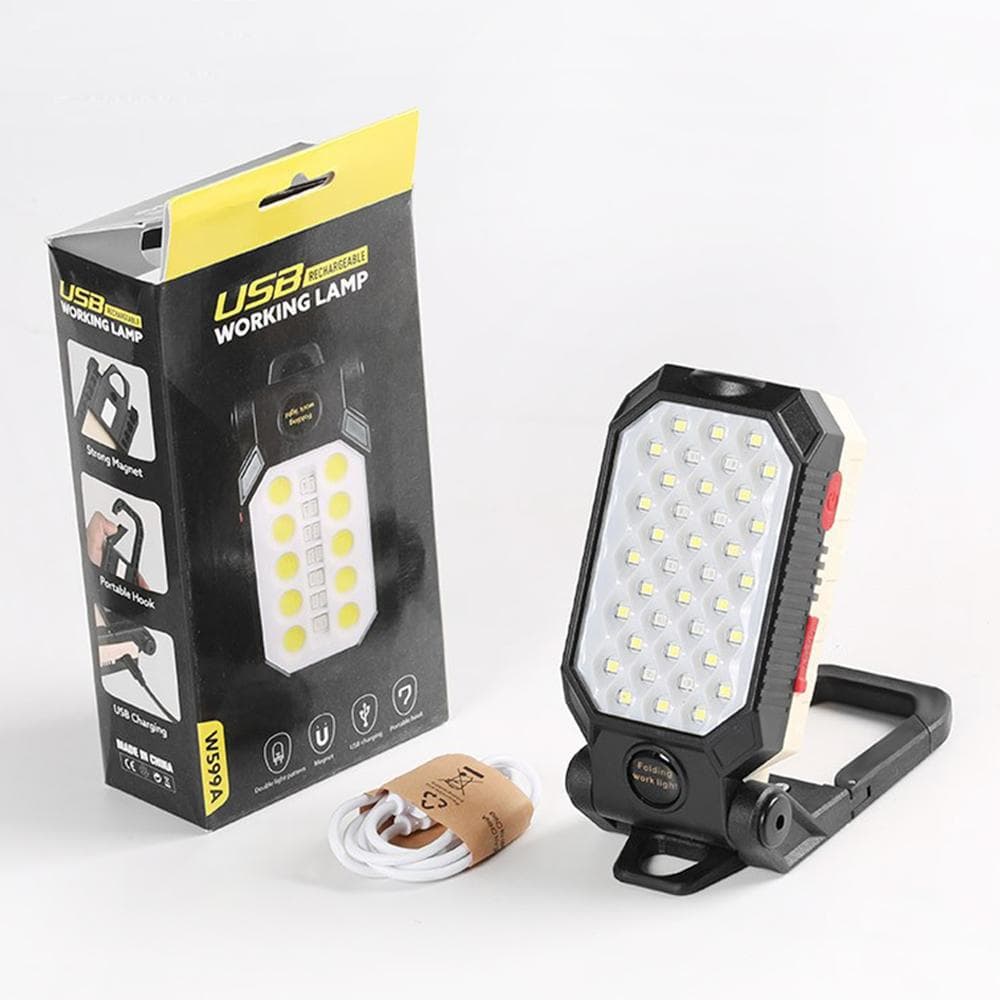 Aoresac COB Work Light LED Rechargeable Flashlight Magnetic Base and Hanging Hook 4 Modes 180 white/black