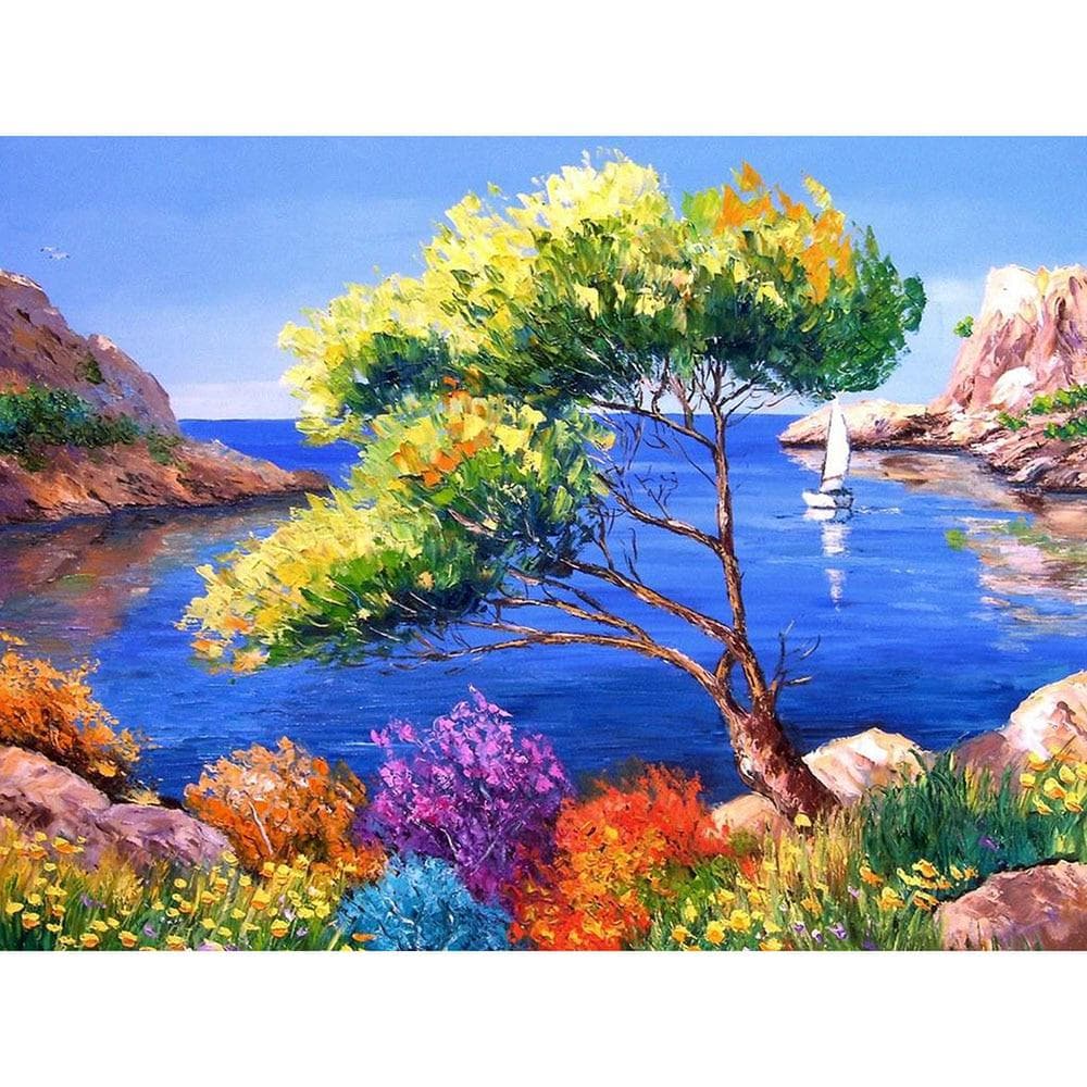 Cross Stitch Kit DIY Diamond Embroidery Seascape Full Round Diamond Painting Mosaic Home Decor 20X30CM